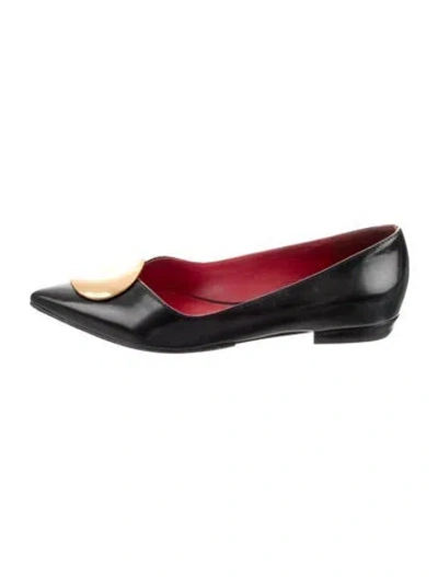 Pre-owned Tory Burch Leather Flats In Black