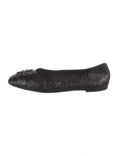 Pre-owned Tory Burch Leather Flats In Black