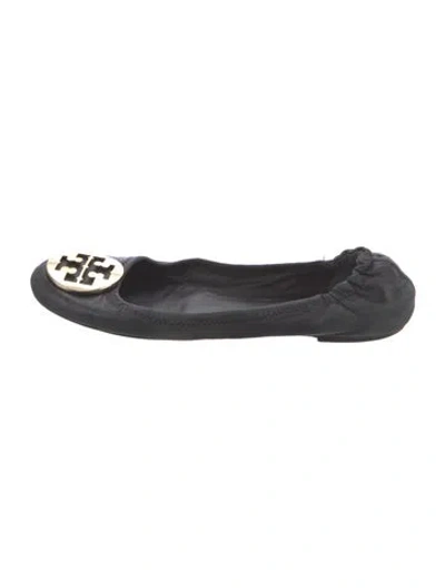 Pre-owned Tory Burch Leather Flats In Black