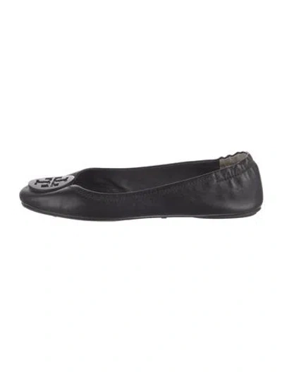 Pre-owned Tory Burch Leather Flats In Black