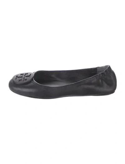 Pre-owned Tory Burch Leather Flats In Black