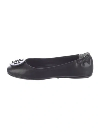 Pre-owned Tory Burch Leather Flats In Black