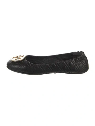 Pre-owned Tory Burch Leather Flats In Black