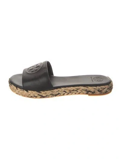 Pre-owned Tory Burch Leather Flats In Black