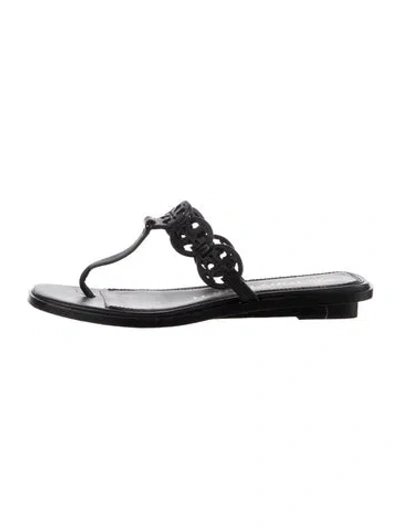 Pre-owned Tory Burch Leather Flats In Black