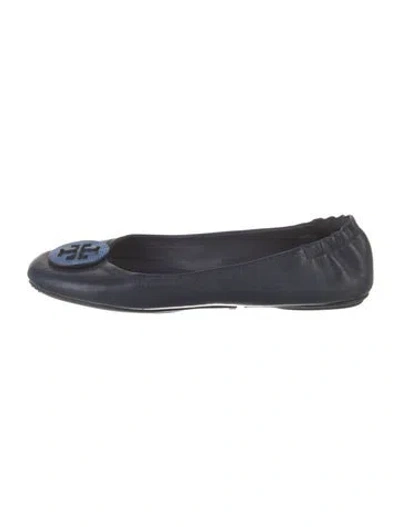 Pre-owned Tory Burch Leather Flats In Blue