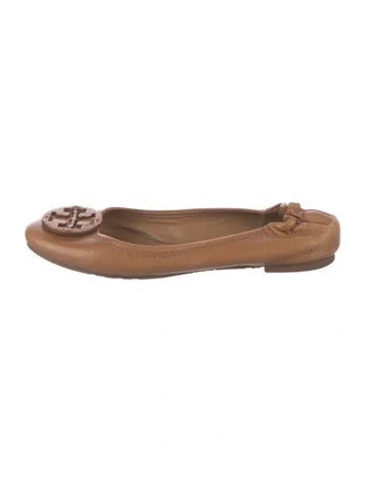 Pre-owned Tory Burch Leather Flats In Brown