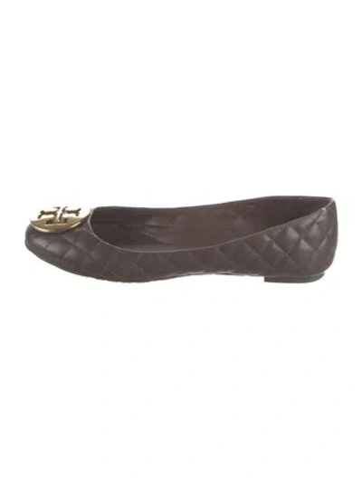 Pre-owned Tory Burch Leather Flats In Brown