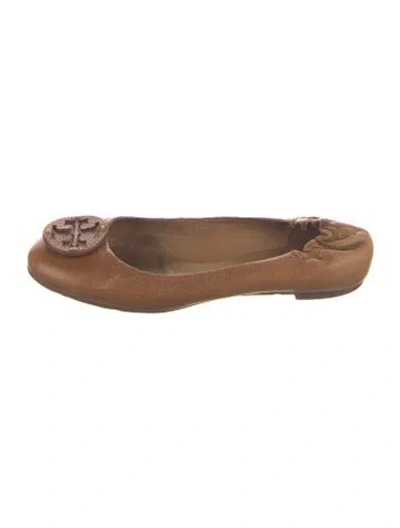 Pre-owned Tory Burch Leather Flats In Brown