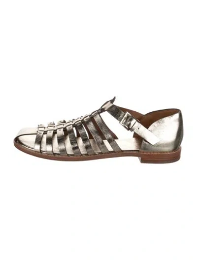 Pre-owned Tory Burch Leather Flats In Gold