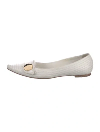 Pre-owned Tory Burch Leather Flats In White