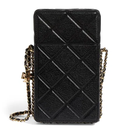 Tory Burch Leather Fleming Phone Cross-body Bag In Black