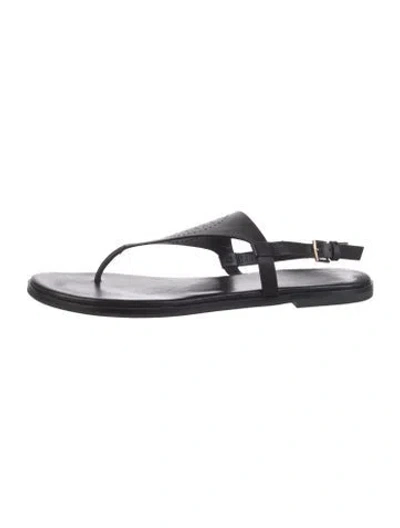 Pre-owned Tory Burch Leather Flip Flops In Black