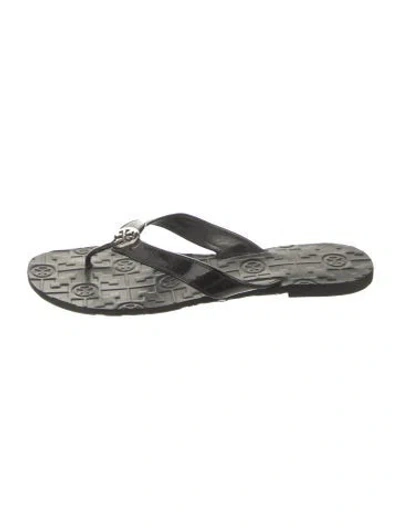 Pre-owned Tory Burch Leather Flip Flops In Black