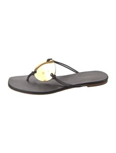 Pre-owned Tory Burch Leather Flip Flops In Black