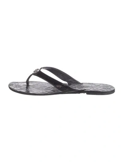 Pre-owned Tory Burch Leather Flip Flops In Black