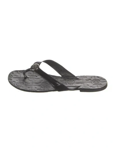 Pre-owned Tory Burch Leather Flip Flops In Black