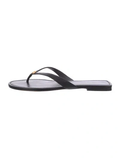 Pre-owned Tory Burch Leather Flip Flops In Black