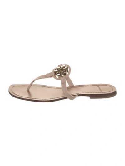 Pre-owned Tory Burch Leather Flip Flops In Black