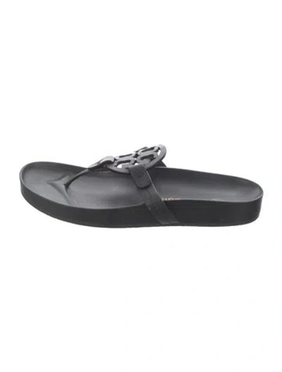 Pre-owned Tory Burch Leather Flip Flops In Black
