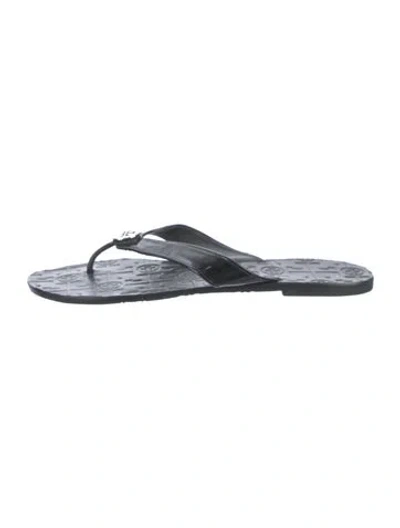 Pre-owned Tory Burch Leather Flip Flops In Black