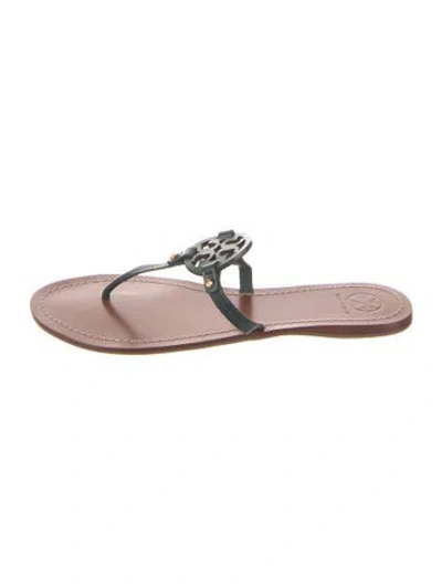 Pre-owned Tory Burch Leather Flip Flops In Black