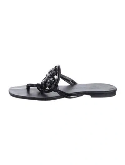 Pre-owned Tory Burch Leather Flip Flops In Black