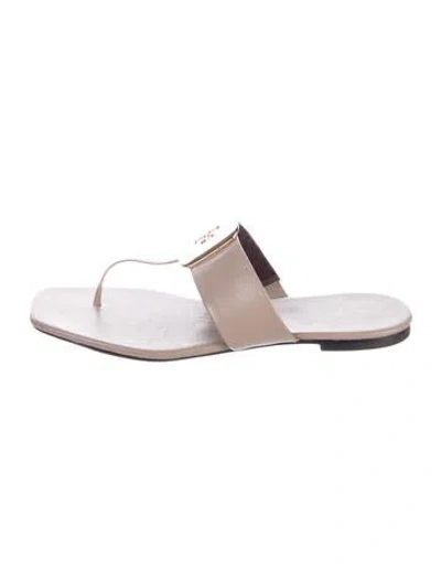 Pre-owned Tory Burch Leather Flip Flops In Black