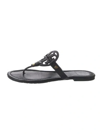 Pre-owned Tory Burch Leather Flip Flops In Black