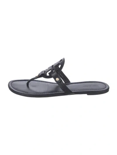 Pre-owned Tory Burch Leather Flip Flops In Black