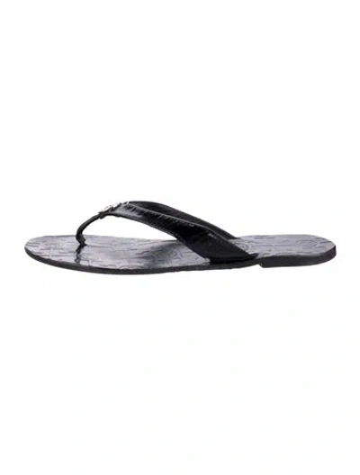 Pre-owned Tory Burch Leather Flip Flops In Black