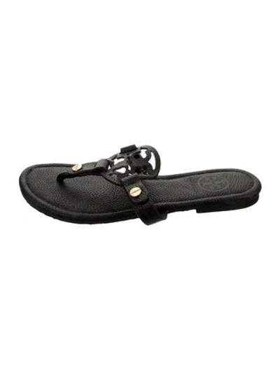 Pre-owned Tory Burch Leather Flip Flops In Black