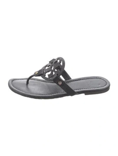 Pre-owned Tory Burch Leather Flip Flops In Black