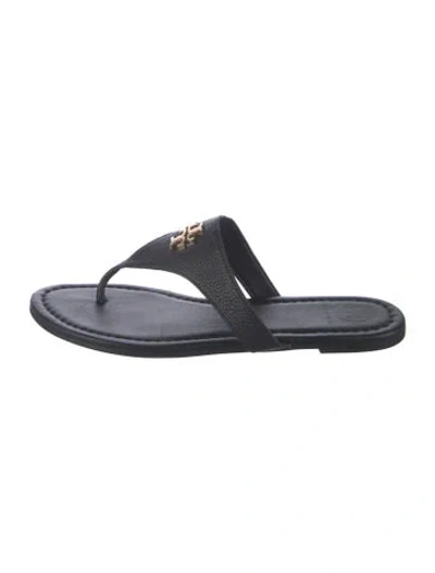 Pre-owned Tory Burch Leather Flip Flops In Black