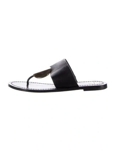 Pre-owned Tory Burch Leather Flip Flops In Black