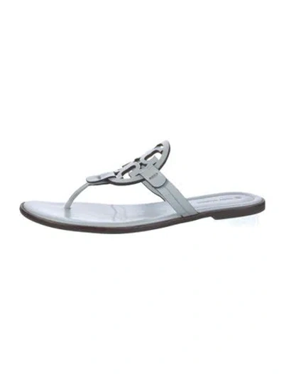 Pre-owned Tory Burch Leather Flip Flops In Blue
