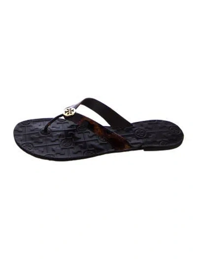 Pre-owned Tory Burch Leather Flip Flops In Blue