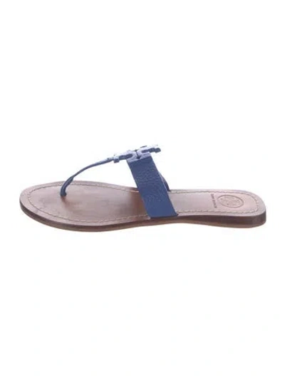 Pre-owned Tory Burch Leather Flip Flops In Blue