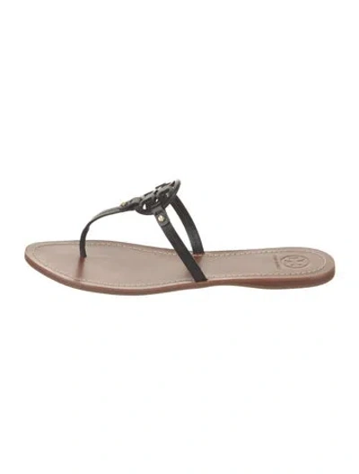 Pre-owned Tory Burch Leather Flip Flops In Blue