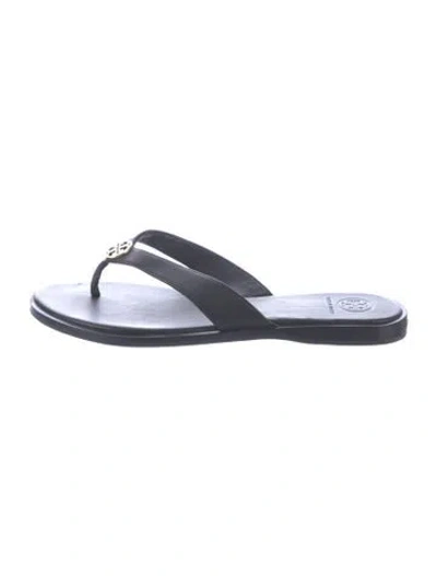 Pre-owned Tory Burch Leather Flip Flops In Blue
