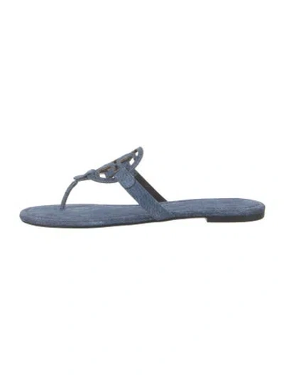 Pre-owned Tory Burch Leather Flip Flops In Blue