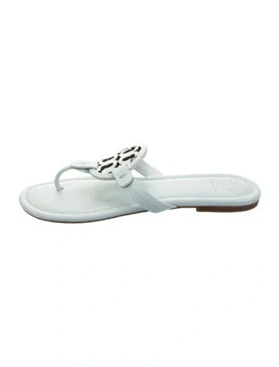 Pre-owned Tory Burch Leather Flip Flops In Blue