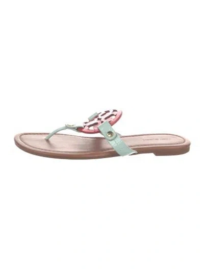 Pre-owned Tory Burch Leather Flip Flops In Blue/red