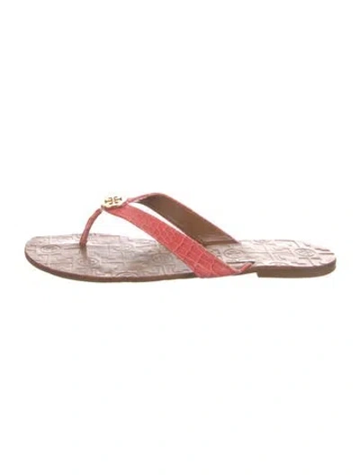 Pre-owned Tory Burch Leather Flip Flops In Brown