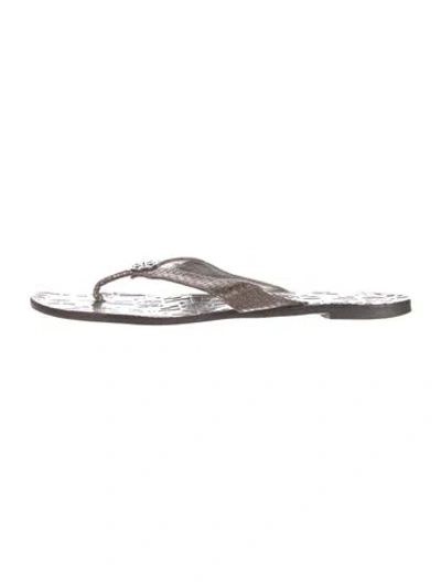 Pre-owned Tory Burch Leather Flip Flops In Brown