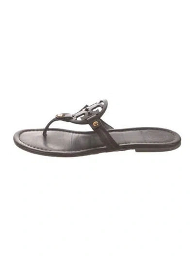 Pre-owned Tory Burch Leather Flip Flops In Brown