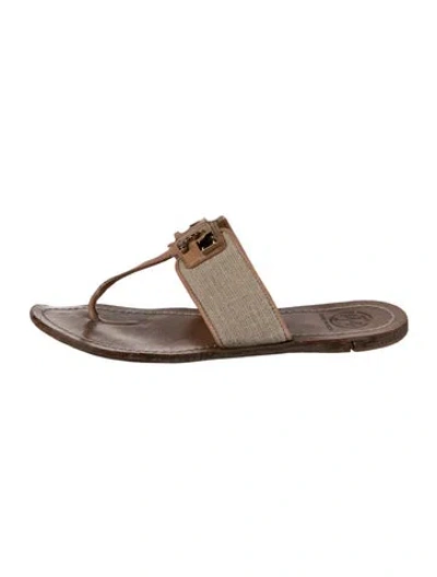 Pre-owned Tory Burch Leather Flip Flops In Brown