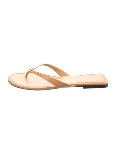 Pre-owned Tory Burch Leather Flip Flops In Brown