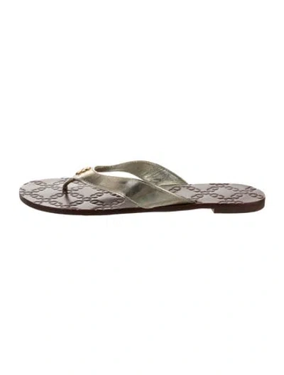 Pre-owned Tory Burch Leather Flip Flops In Brown
