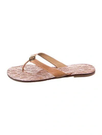 Pre-owned Tory Burch Leather Flip Flops In Brown